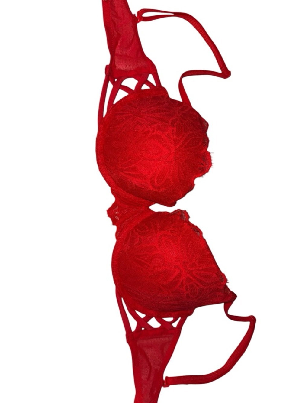 PINK Victoria's Secret Red Lace Push-Up Bra